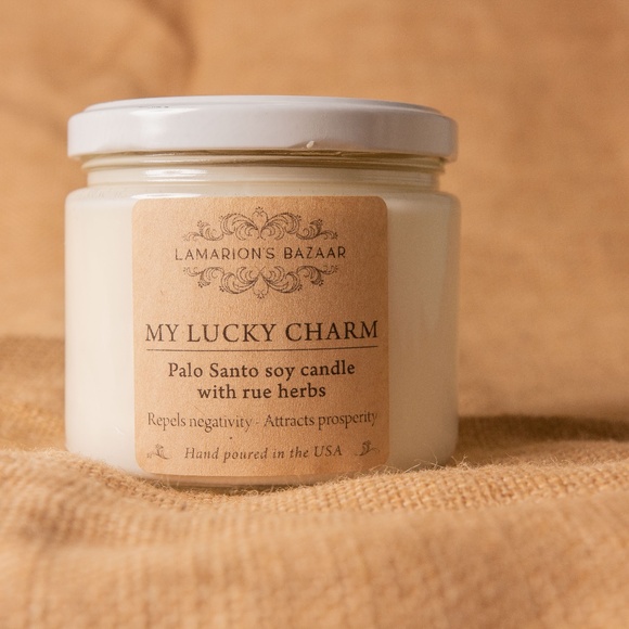 MY LUCKY CHARM- Palo Santo Scent - 100% Soy Candle with Rue herbs for Good Luck - Picture 8 of 8